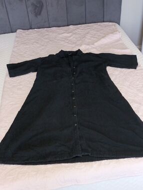 Black Button-Up Shirt Dress